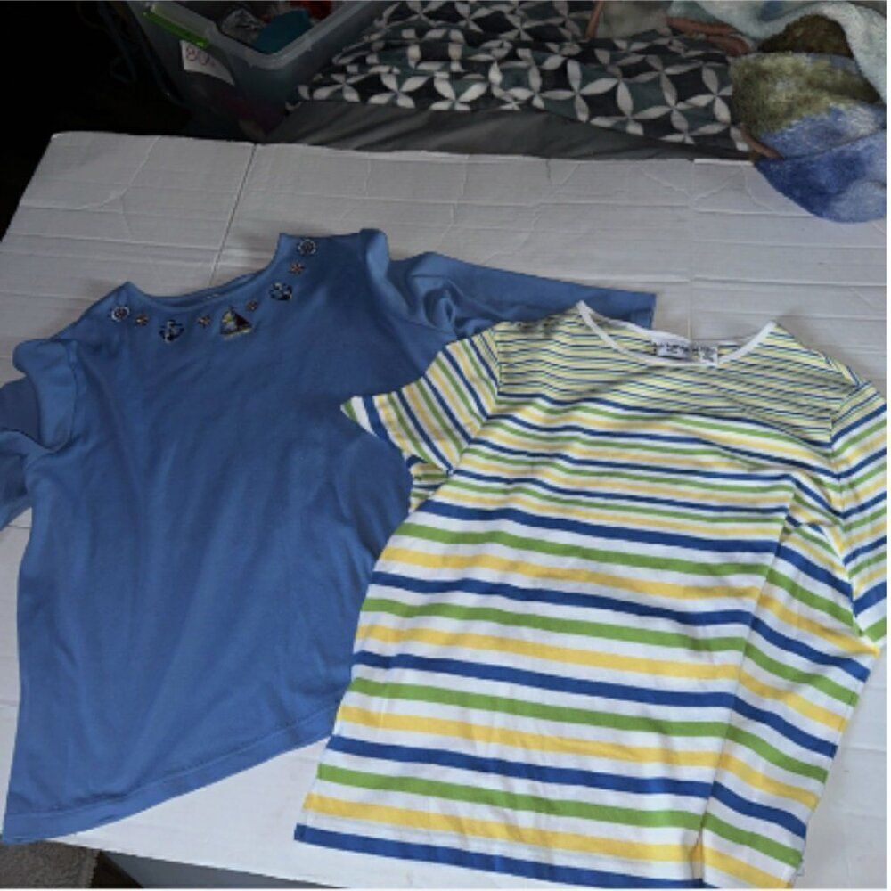 Breckenridge women's size 2X t-shirts Lot Of 2 crew neck short 3/4 sleeves